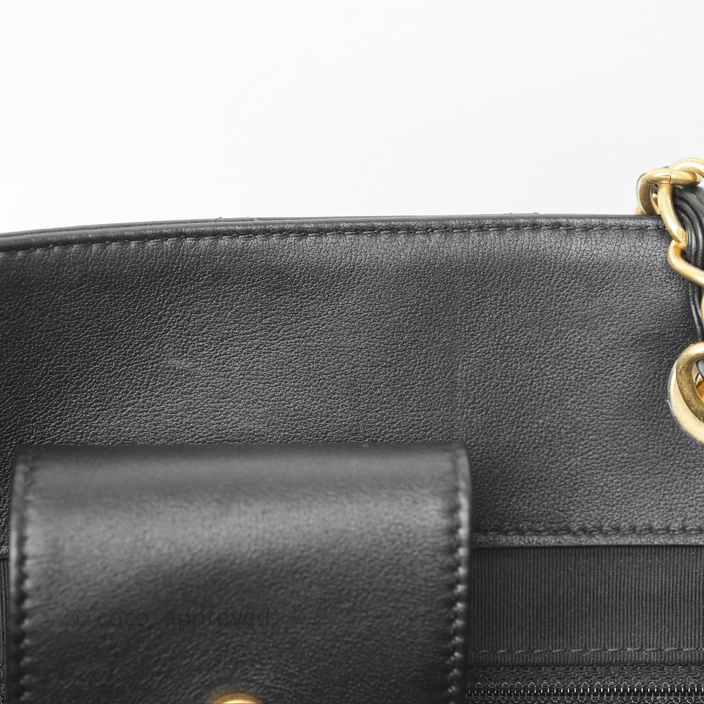 Chanel Stitched Large Shopping Bag Black Calfskin Aged Gold Hardware