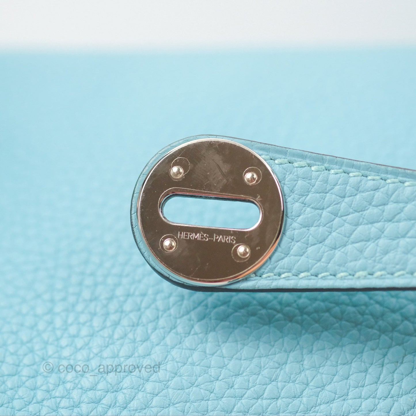 Hermès Lindy 30 Bleu Atoll Clemence Palladium Hardware
