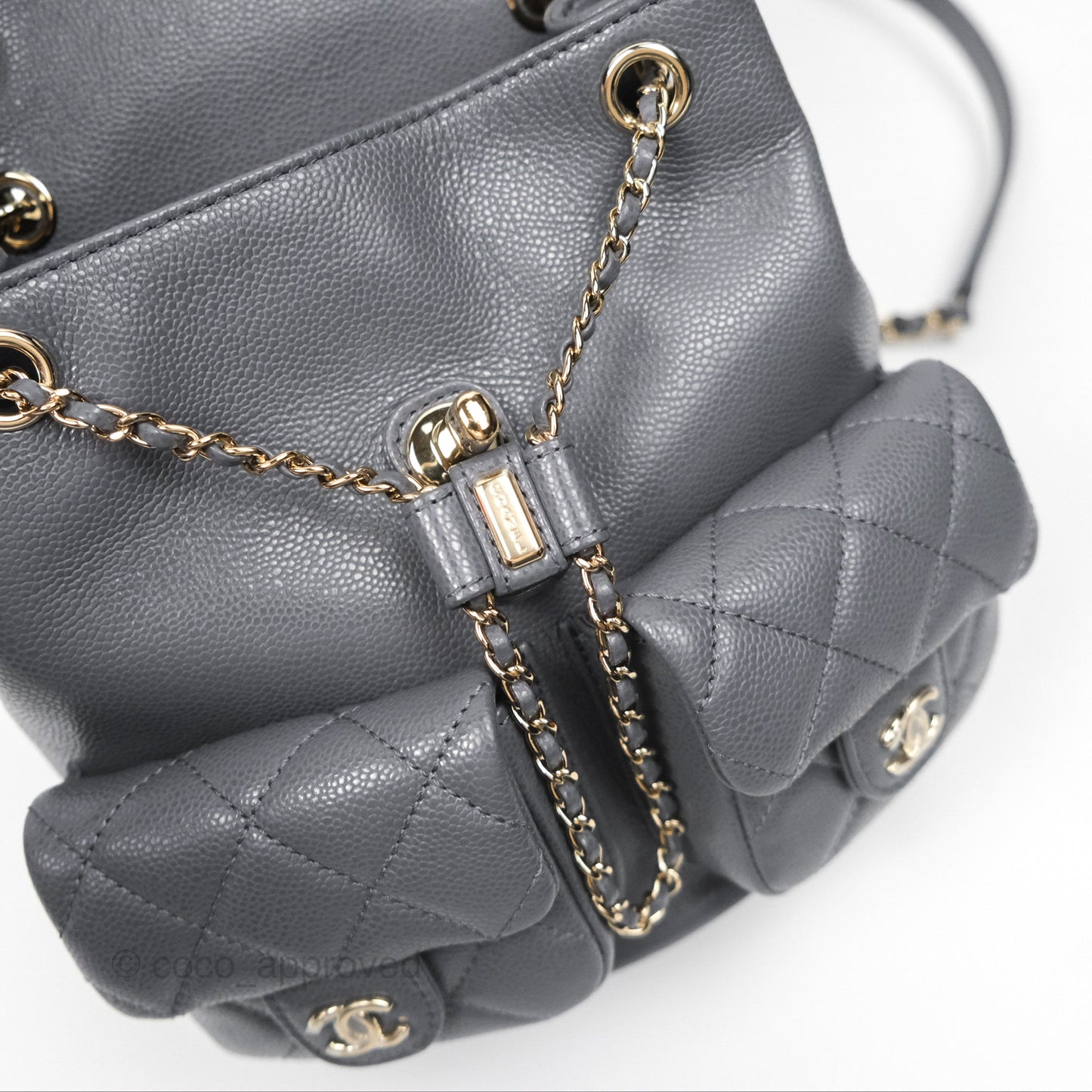 Chanel Duma Backpack Medium Grey Caviar Gold Hardware