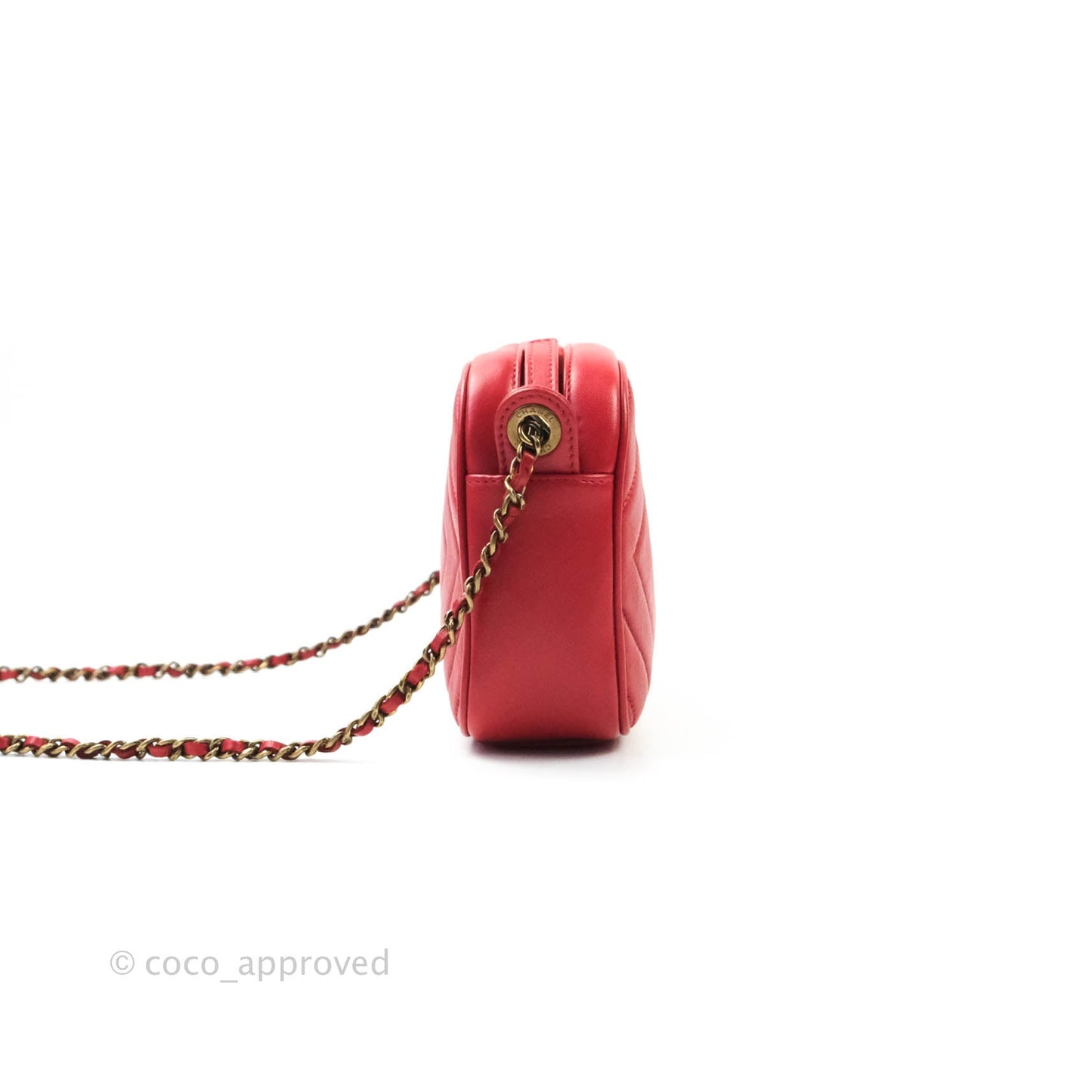 Chanel CC Red Crossbody Camera Bag Aged Gold Hardware