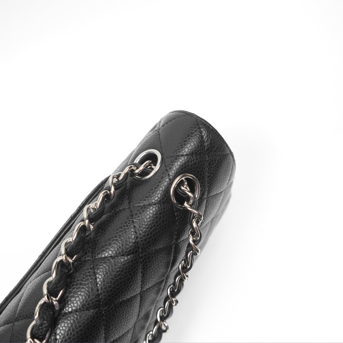 Chanel Classic M/L Medium Flap Quilted Black Caviar Silver Hardware