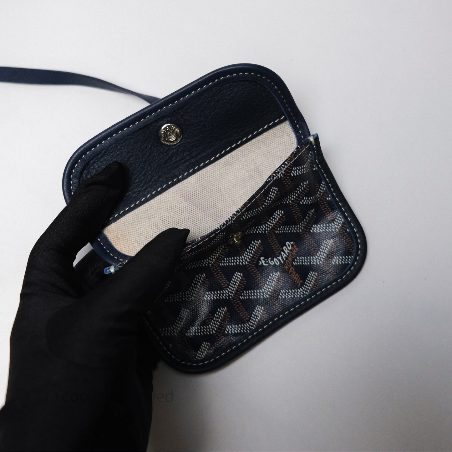 Goyard Anjou Mini Bag Goyardine Canvas Navy