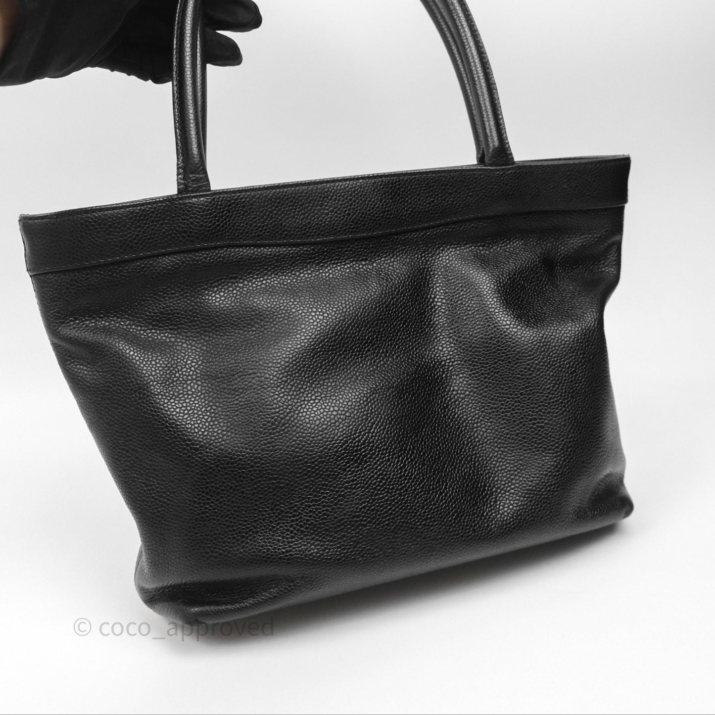 Chanel Vintage CC Tote Bag Black Caviar