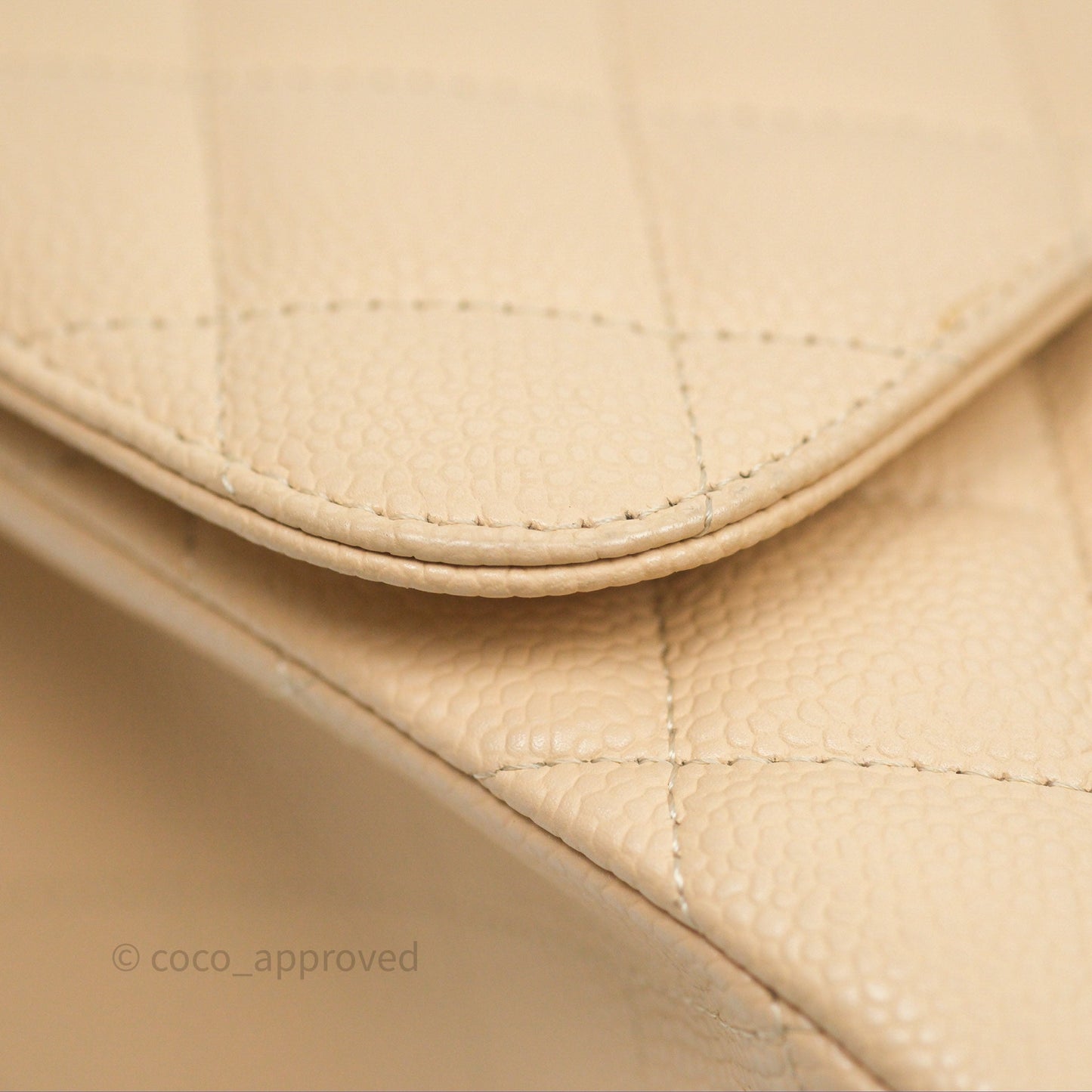 Chanel Jumbo Single Flap Beige Caviar Silver Hardware