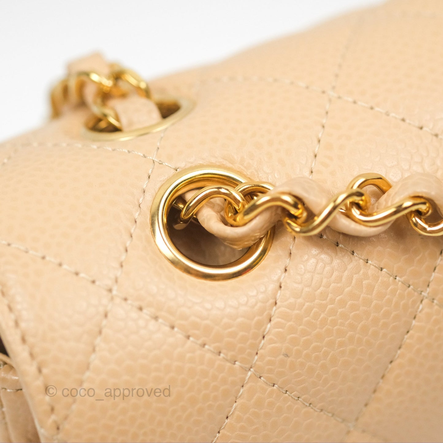 Chanel Small Quilted Classic Flap Beige Caviar Gold Hardware
