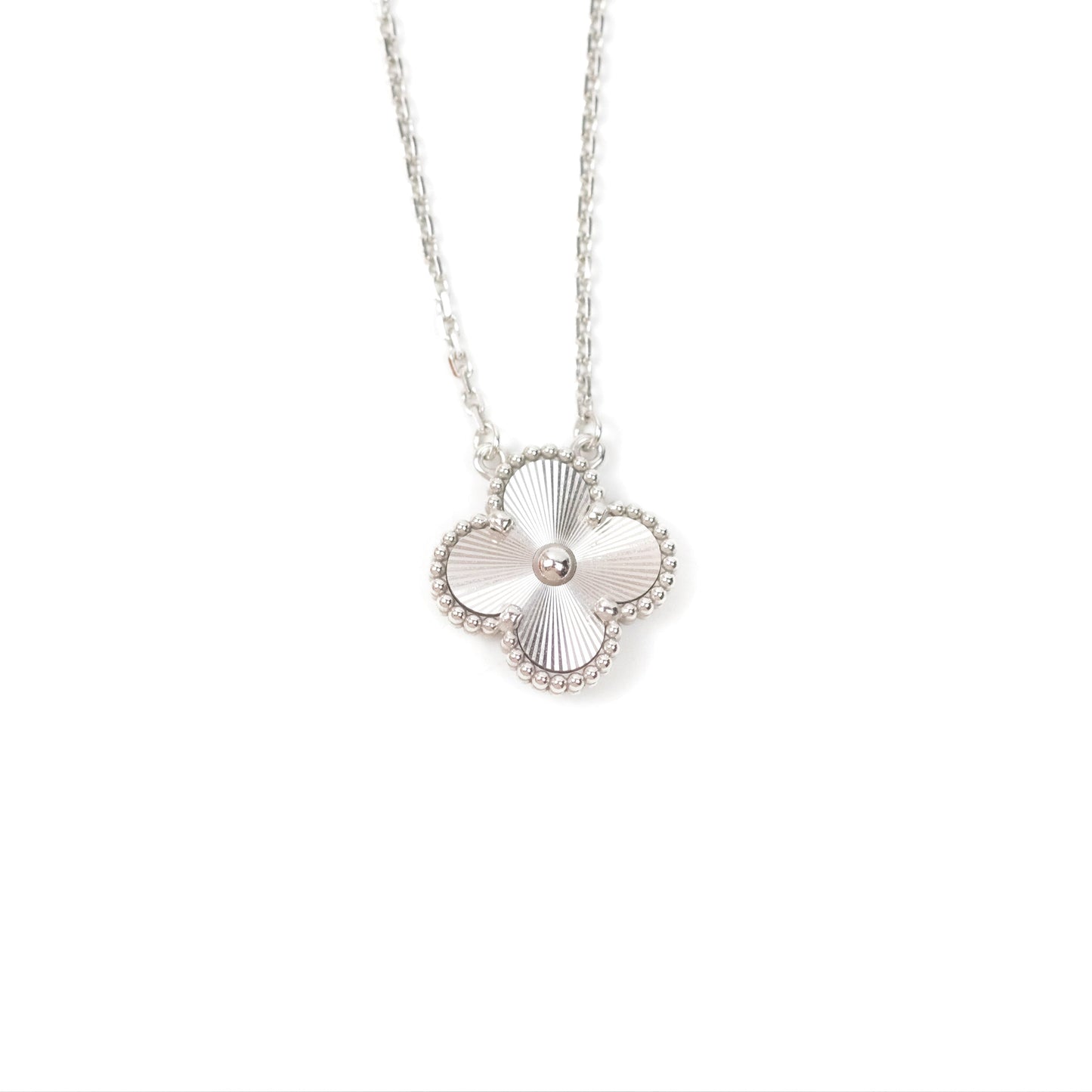 Van Cleef & Arpels Vintage Alhambra Pendant Guilloche White Gold