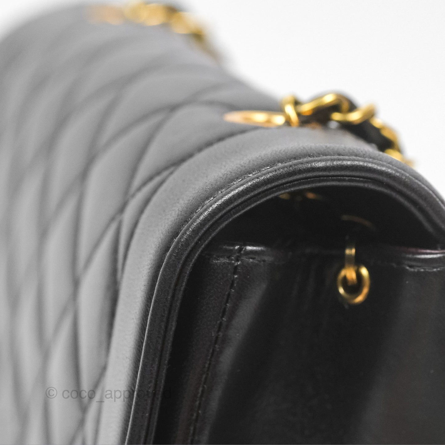 Chanel Vintage Quilted Medium Classic Diana Flap Bag Black Lambskin 24K Gold Hardware