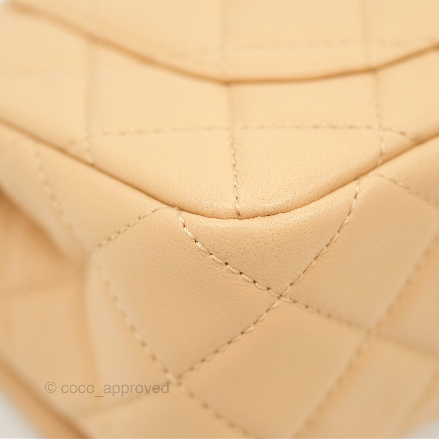 Chanel Pearl Crush Mini Rectangular Beige Lambskin Aged Gold Hardware
