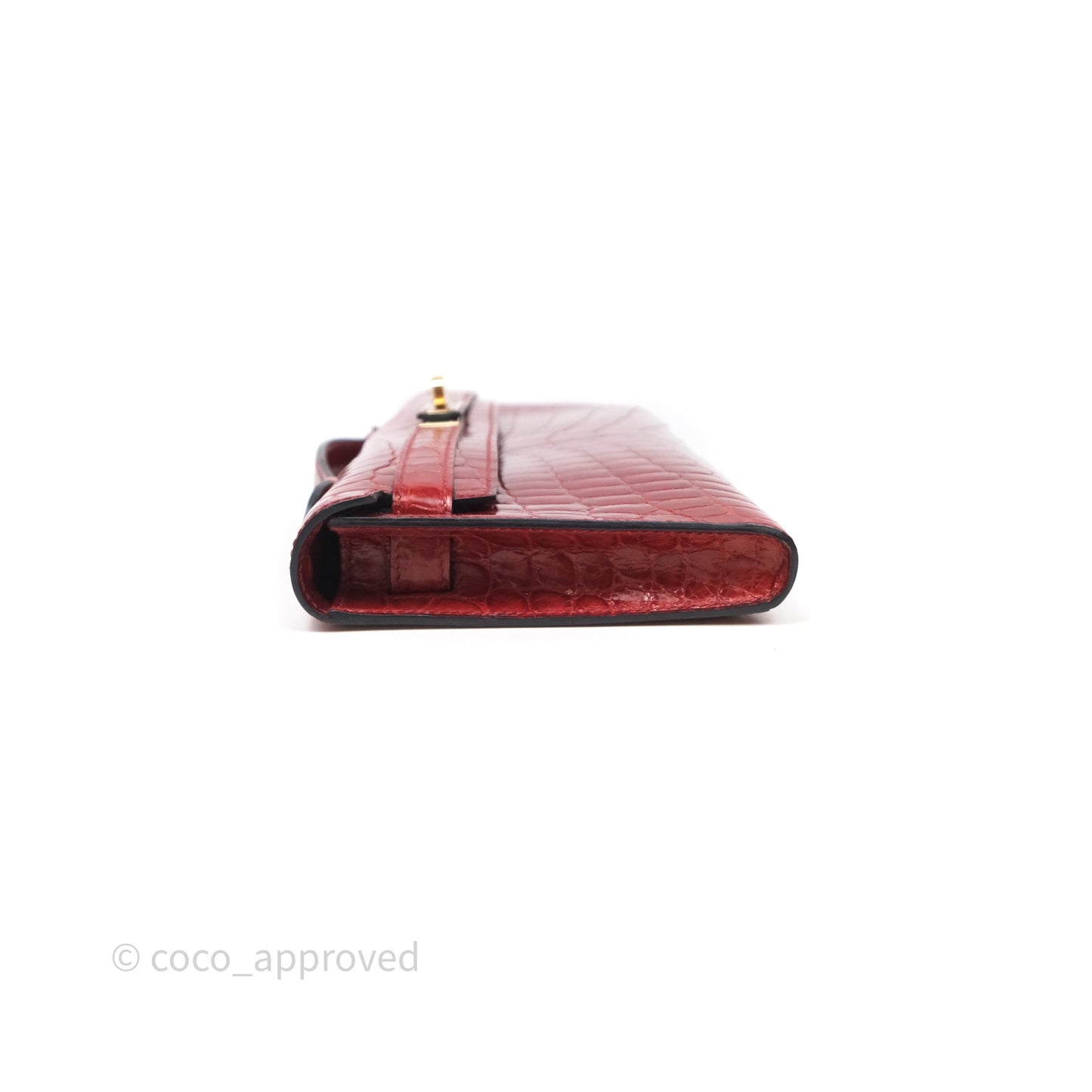 Hermes Kelly Cut Rouge H Shiny Niloticus Crocodile Gold Hardware