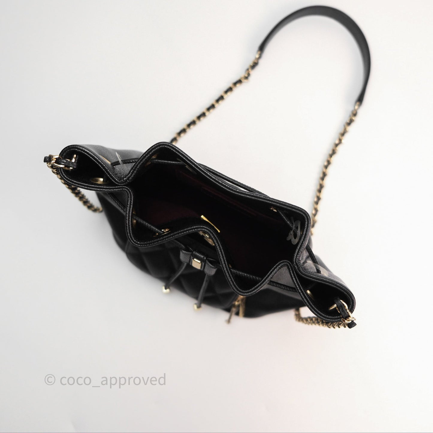 Chanel Business Affinity Drawstring Bucket Bag Black Caviar Gold Hardware