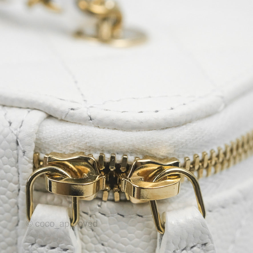 Chanel Classic Vanity with Chain White Caviar Gold Hardware