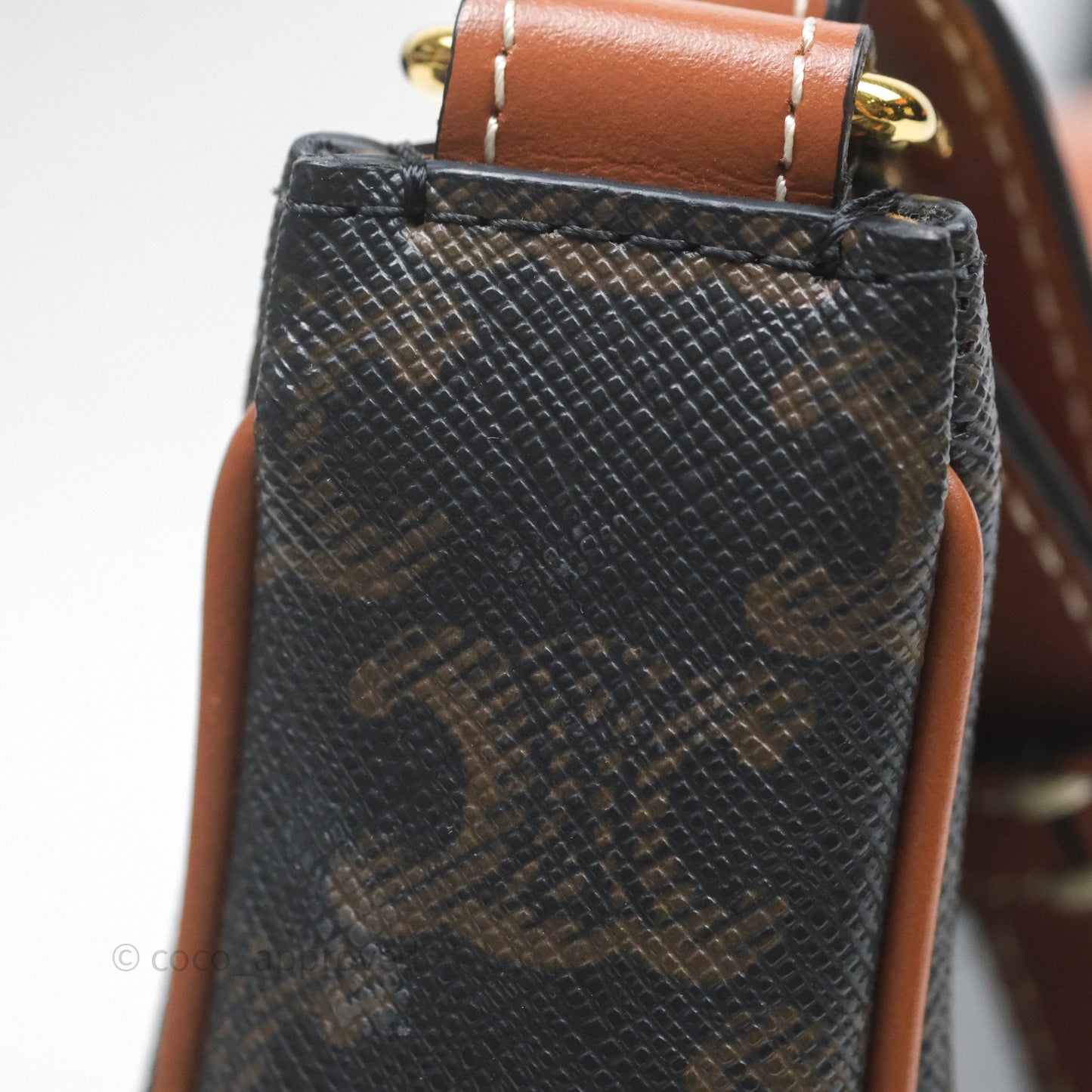 Celine Ava Bag In Triomphe Canvas Calfskin Tan