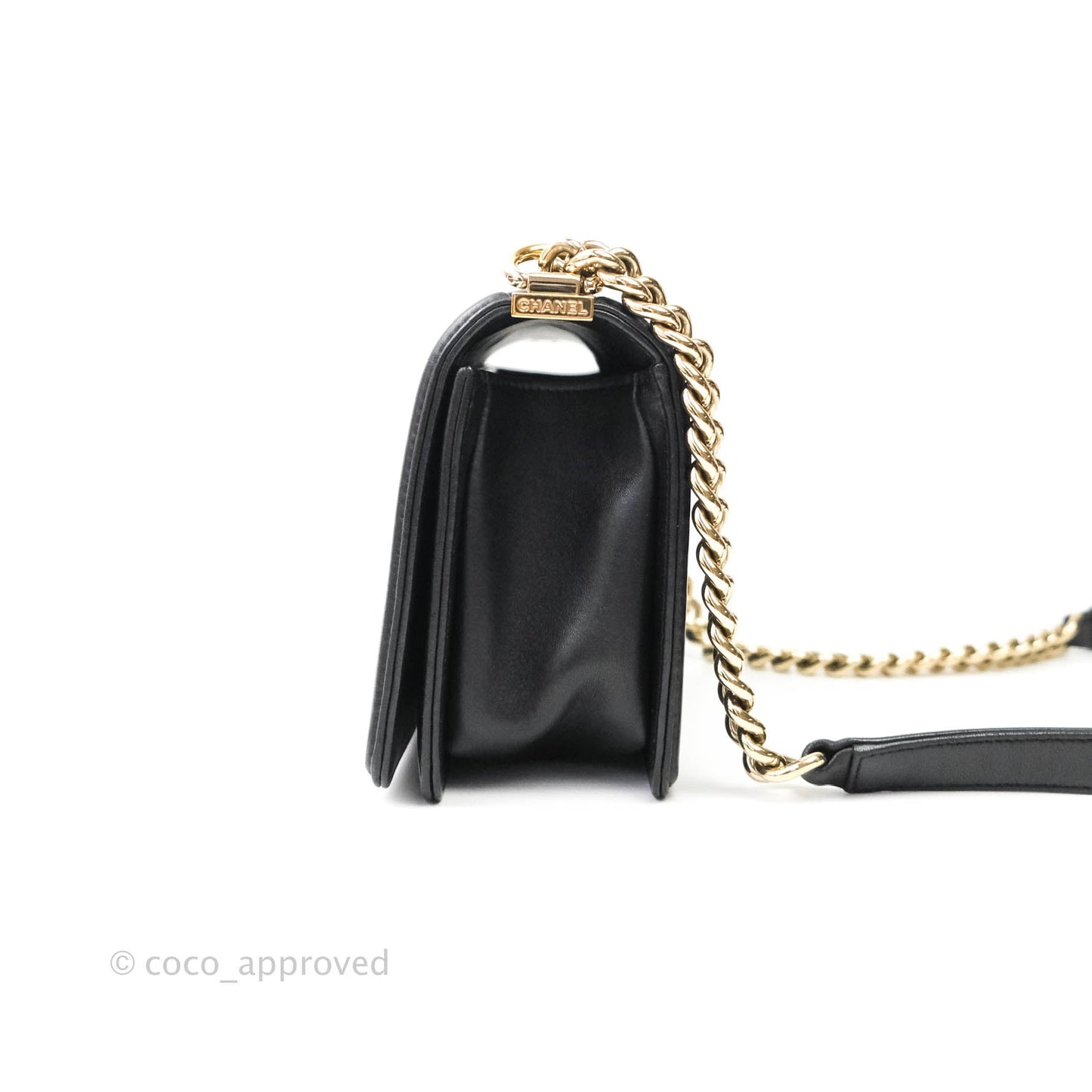 Chanel Boy Chevron Medium Black Lambskin Gold Hardware