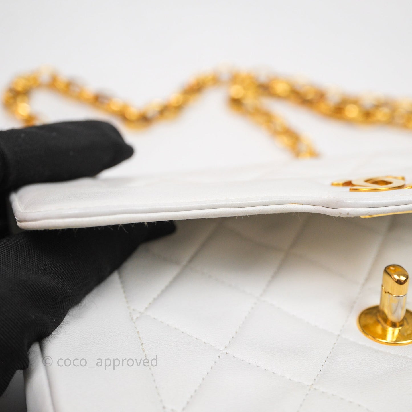 Chanel Vintage Mini Bijoux Chain Flap Bag White Gold Hardware