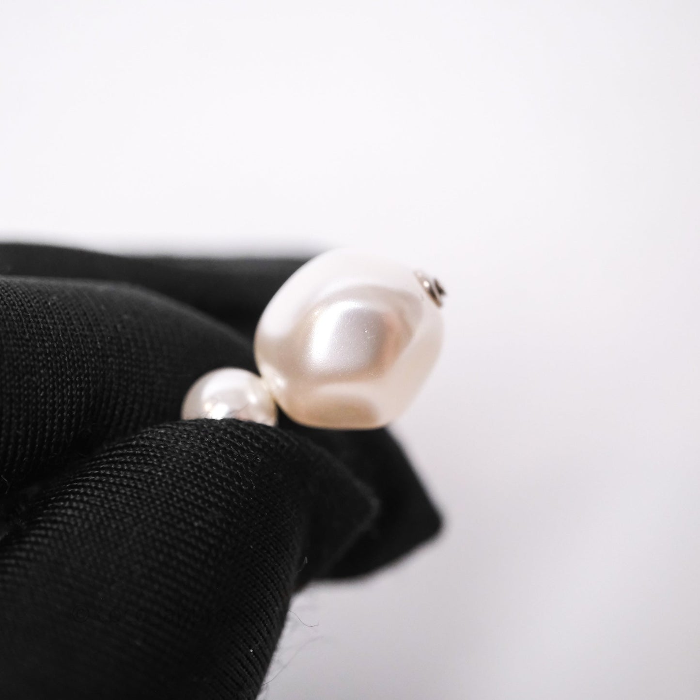 Chanel Drop CC Pearls Earrings Silver Tone 26S