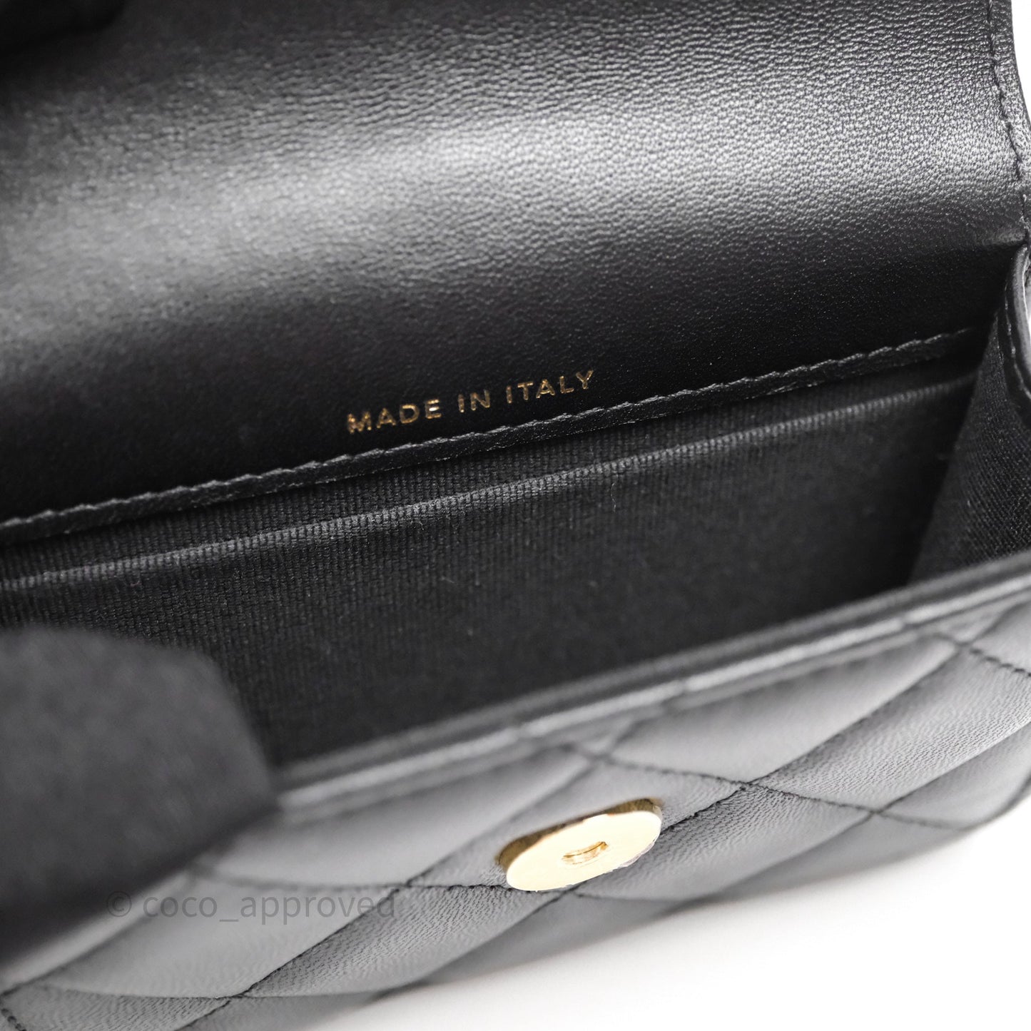 Chanel Jewel Hook Card Holder Black Lambskin Aged Gold Hardware