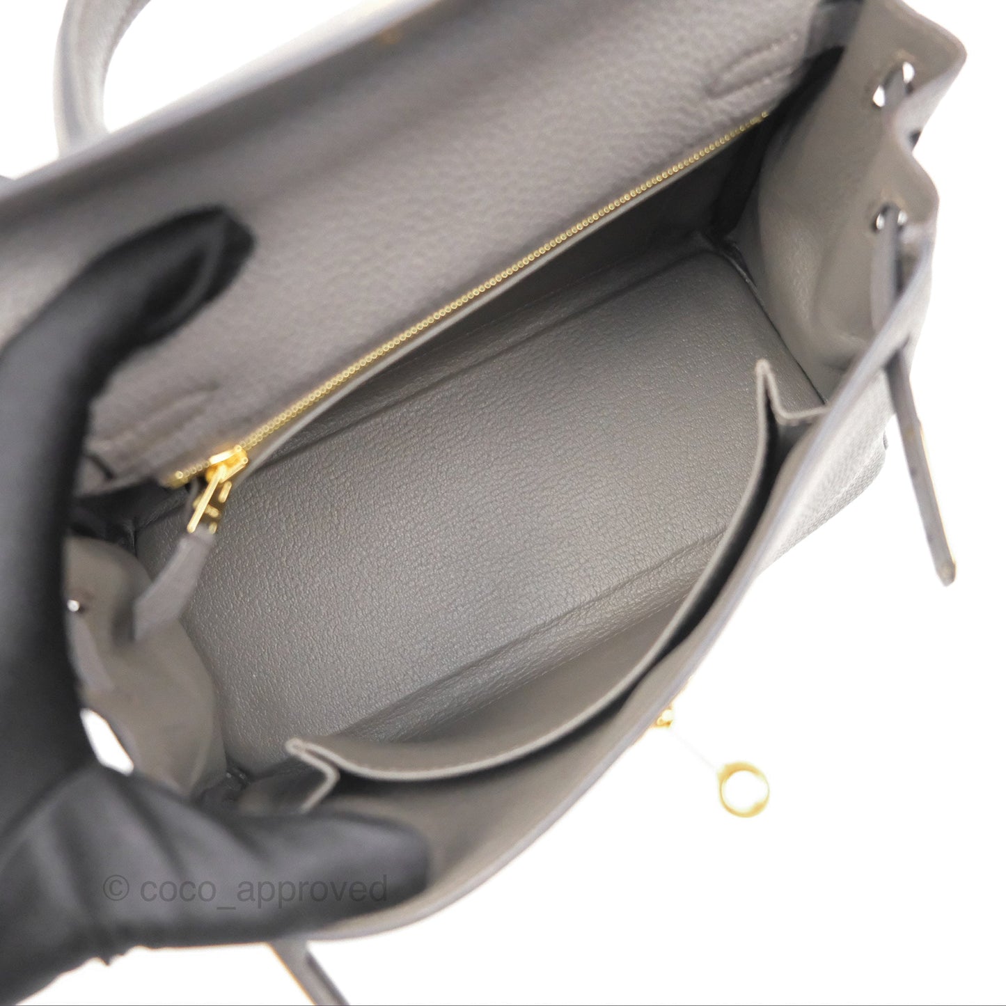 Hermès Retourne Kelly 25 Gris Etain 8F Togo Gold Hardware