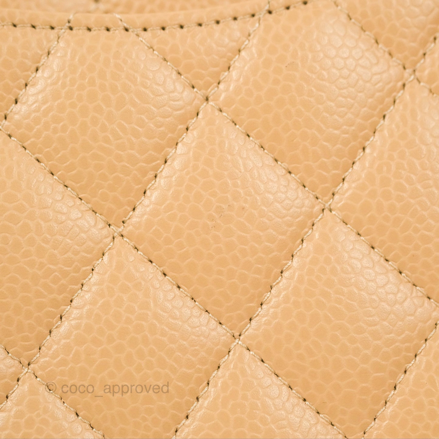 Chanel Classic M/L Medium Flap Quilted Beige Caviar Silver Hardware