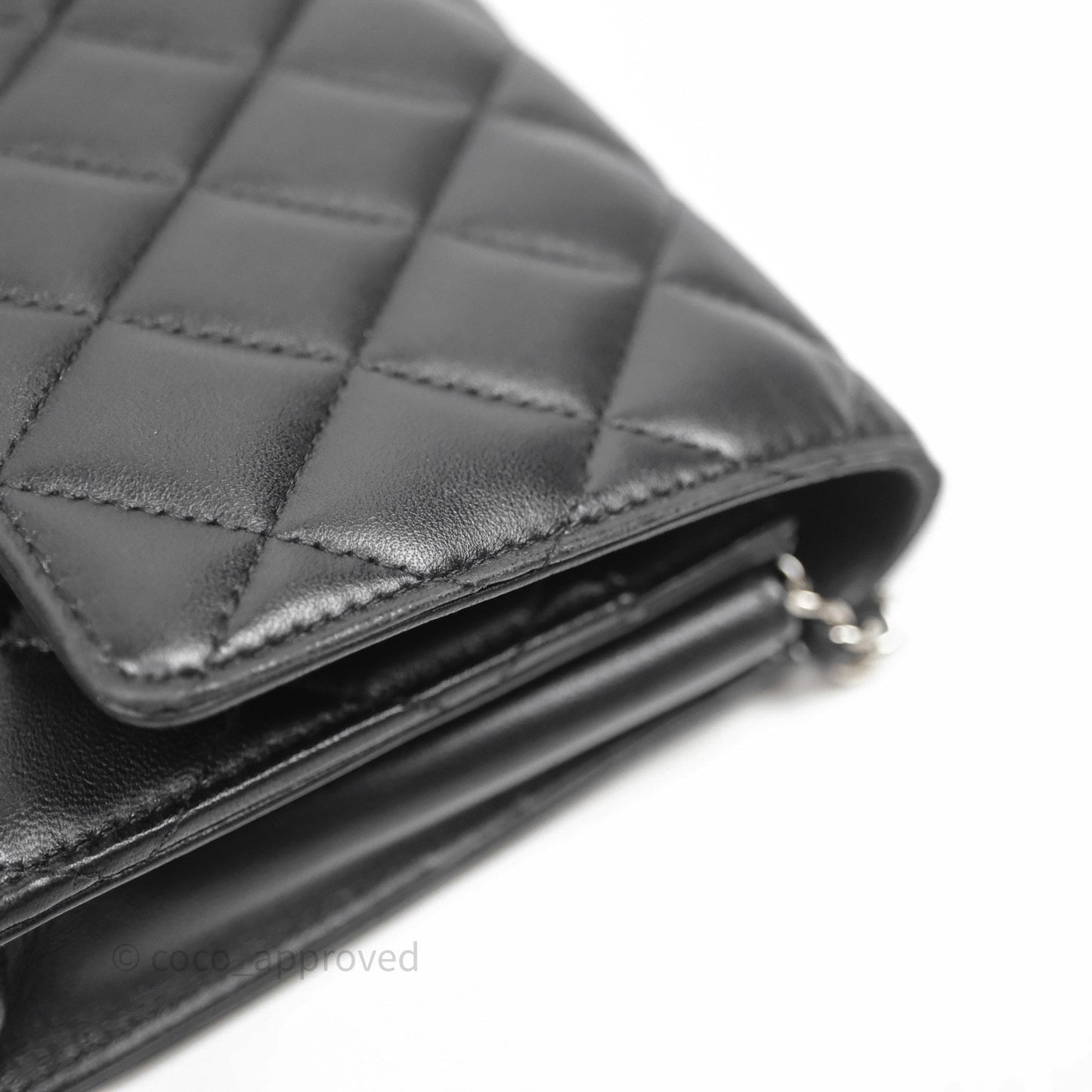 Chanel Quilted WOC Black Lambskin Silver Hardware