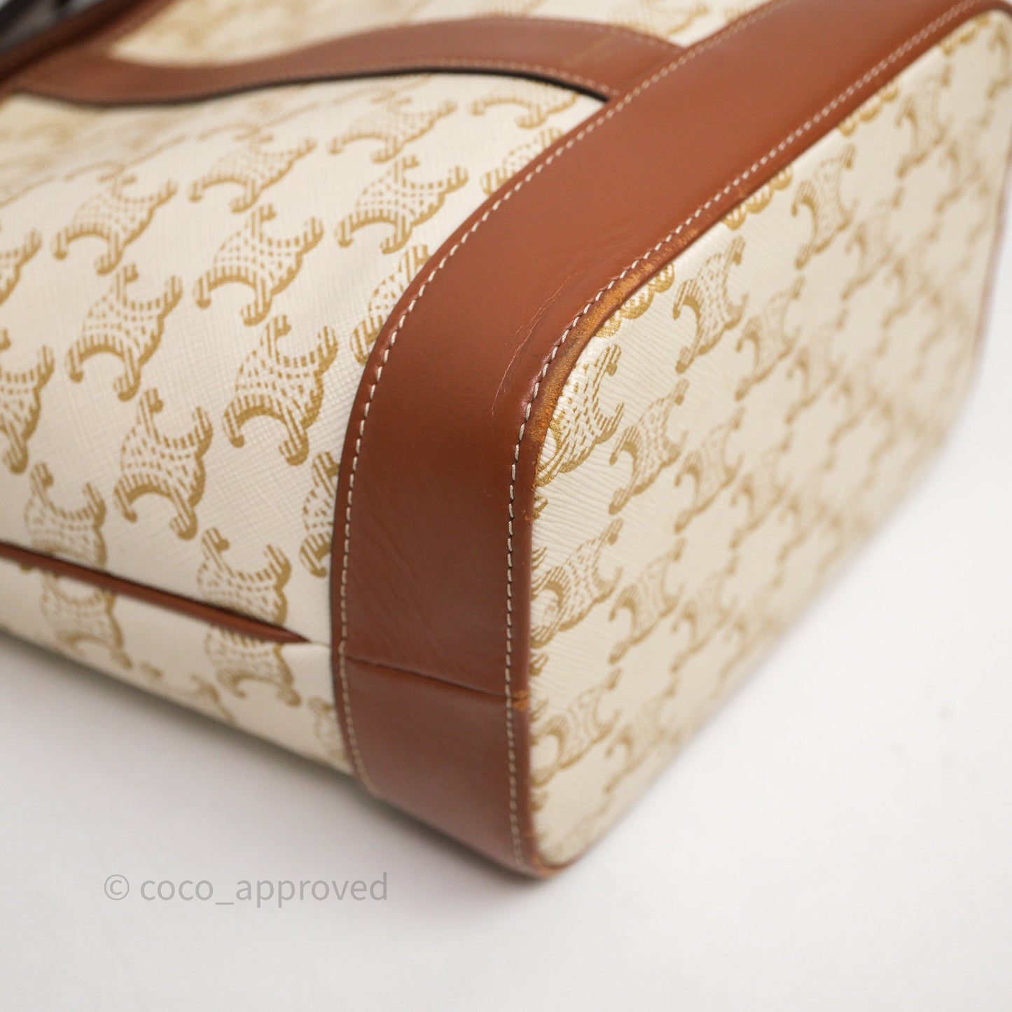 Celine Small Bucket Triomphe Canvas Grege Calfskin