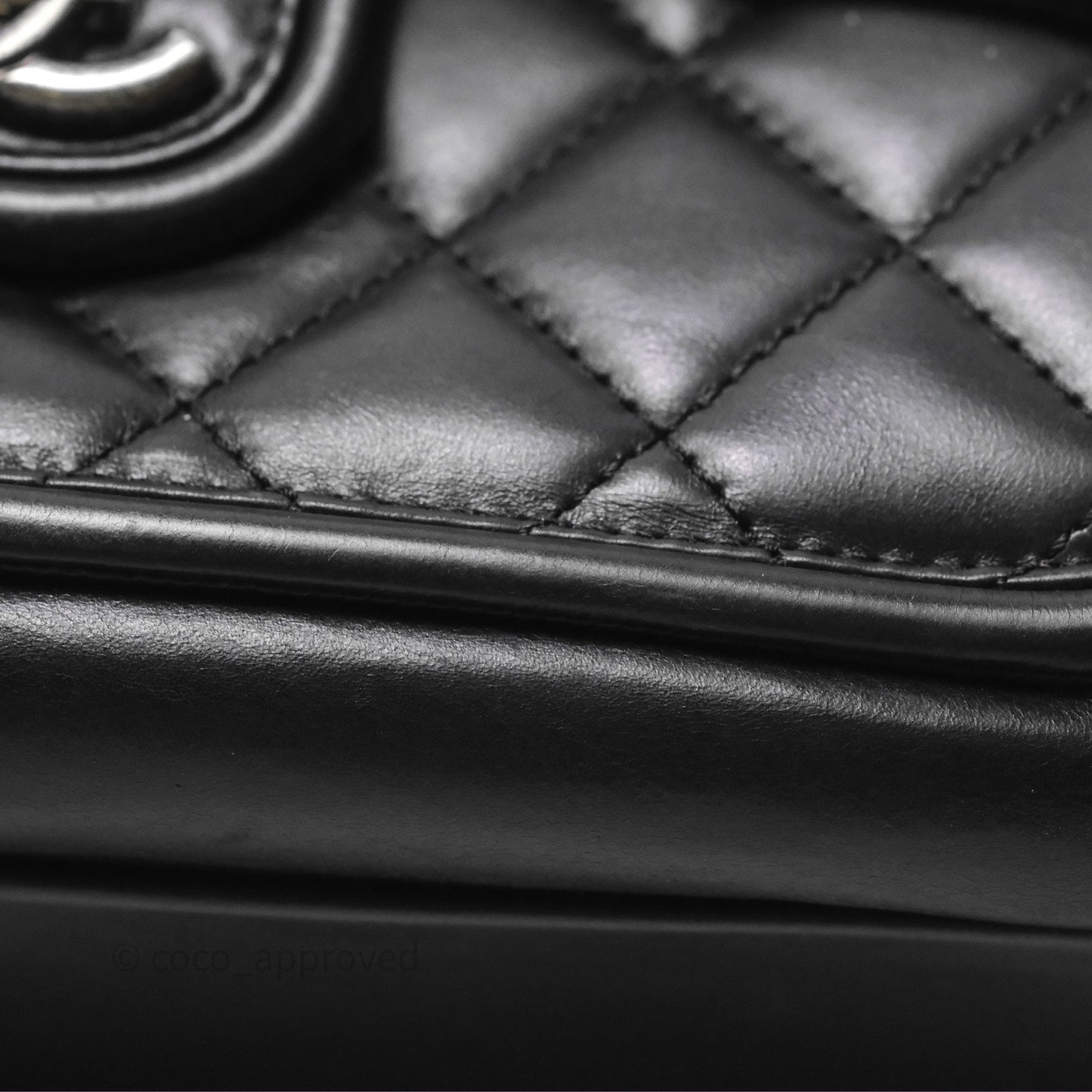 Chanel Quilted Large Prestige Top Handle Flap Calfskin Black Ruthenium Hardware