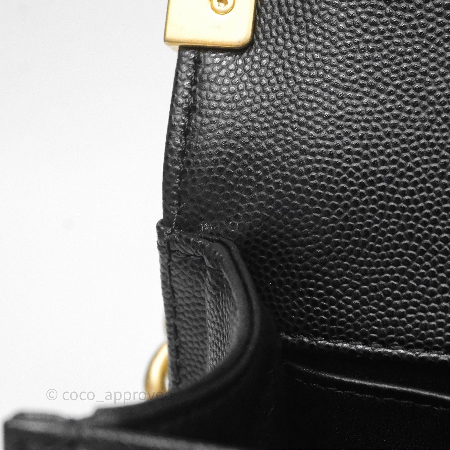 Chanel Quilted Medium Boy Black Caviar Aged Gold Hardware