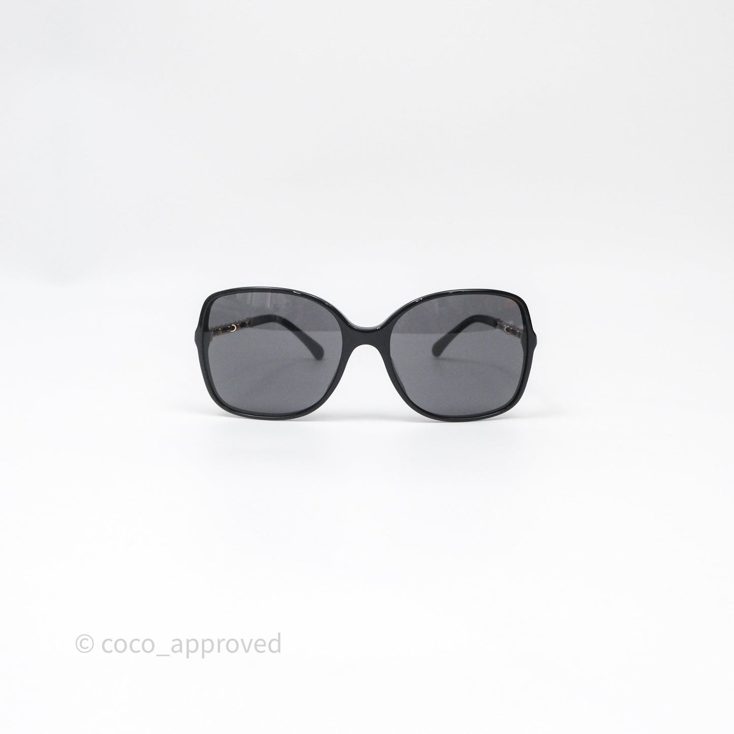 Chanel CC Chain-Link Square Sunglasses Black