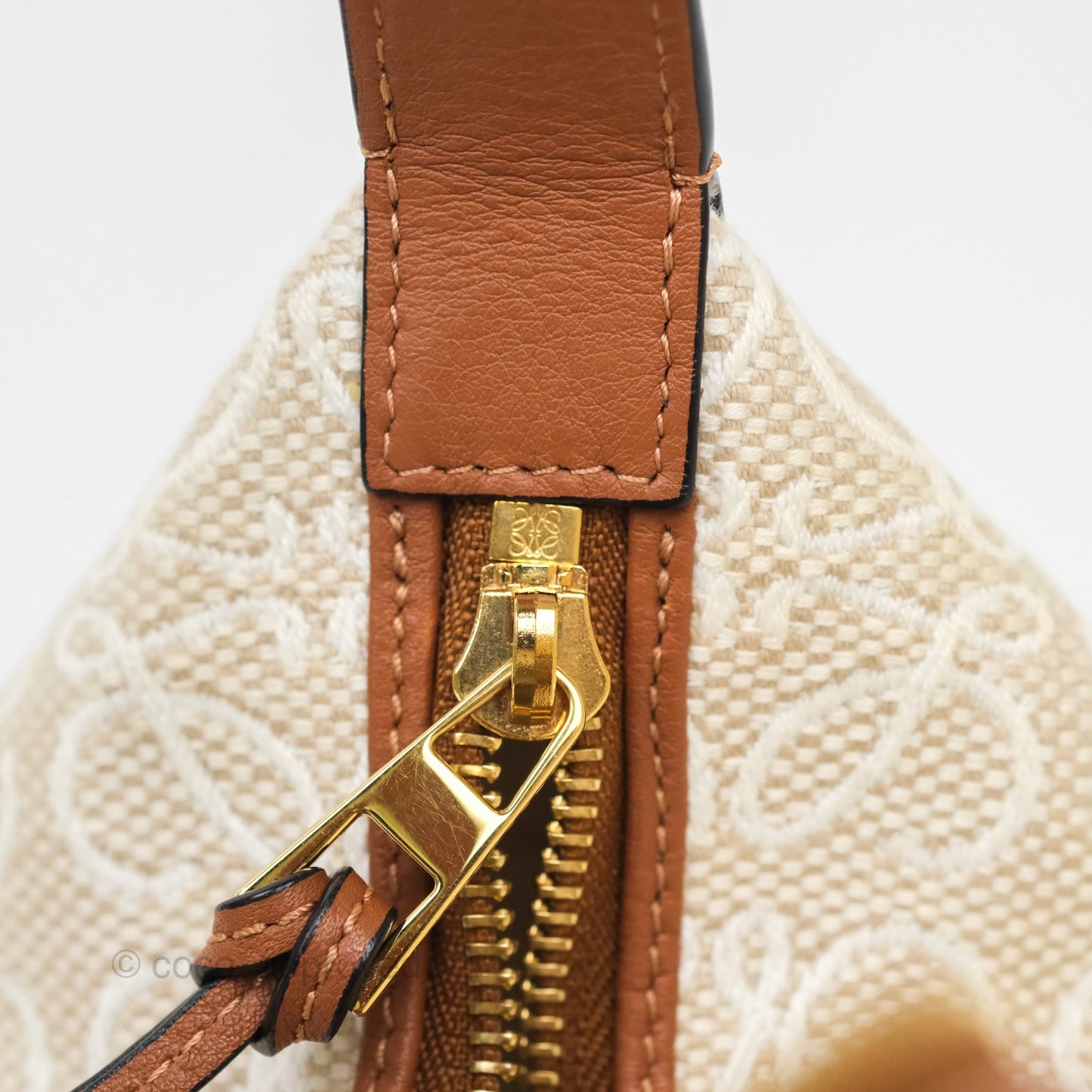 Loewe Medium Cubi Bag Anagram Jacquard & Calfskin Ecru/Tan