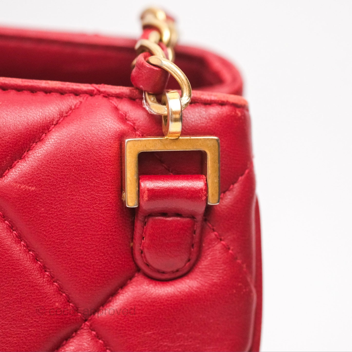 Chanel Tote Bag Red Lambskin Aged Gold Hardware