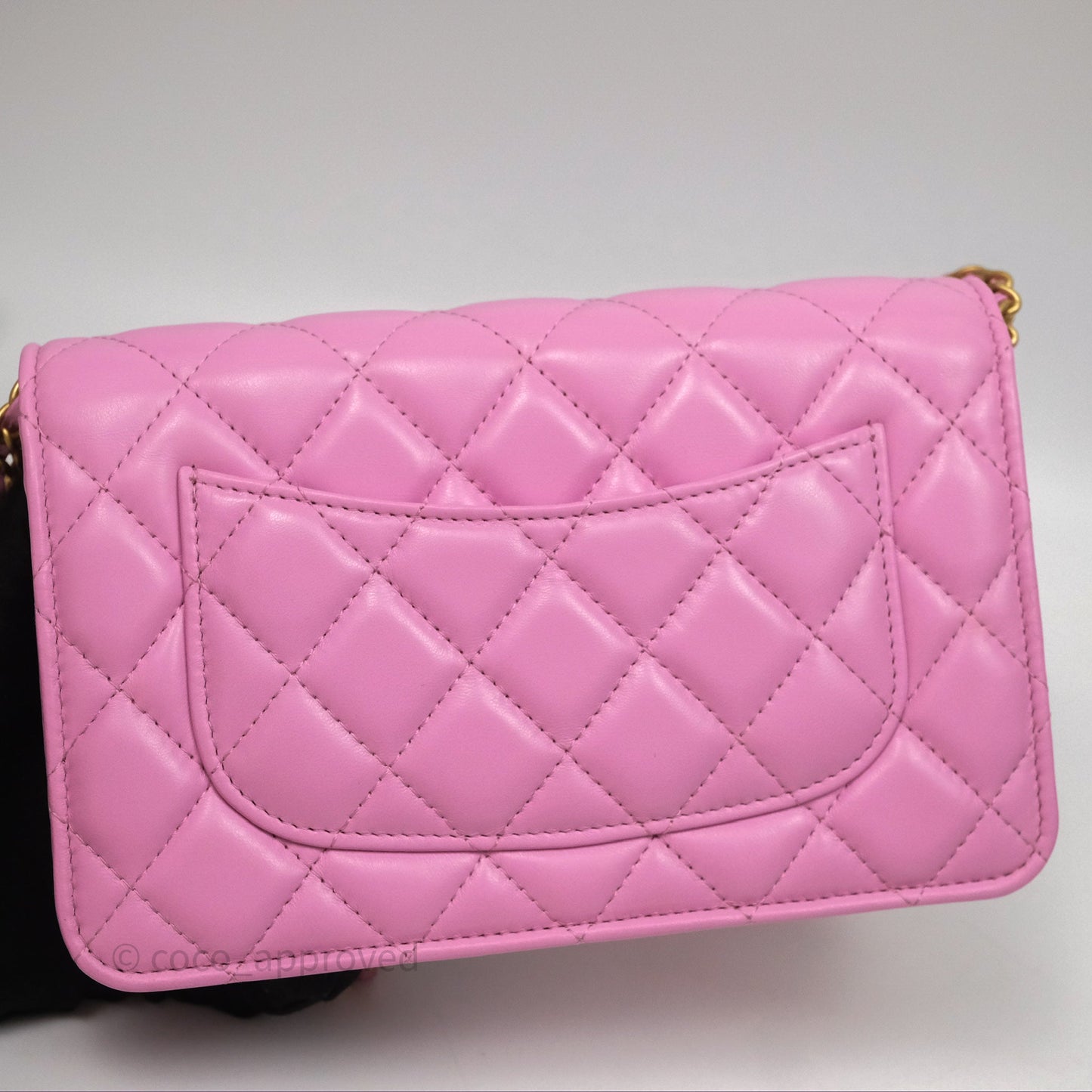 Chanel CC Chain Wallet On Chain WOC Pink Lambskin Aged Gold Hardware