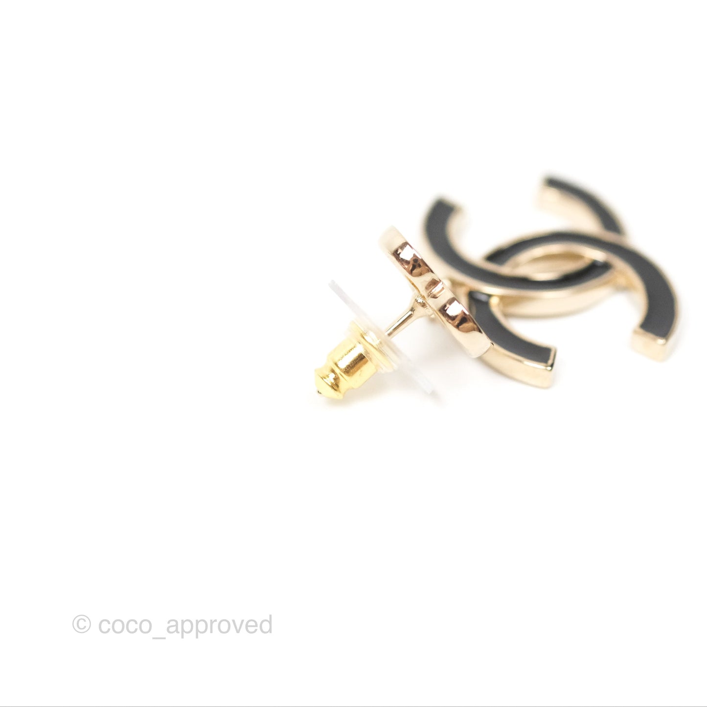 Chanel Heart Pink Black CC Drop Earrings Gold Tone 24A