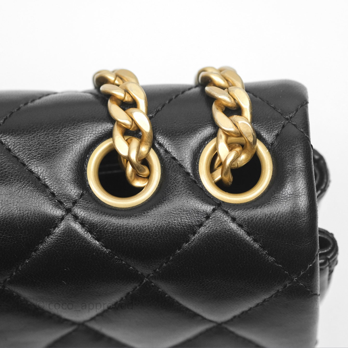 Chanel Small All Slide Adjustable Chain Flap Bag Black Lambskin Aged Gold Hardware 22K