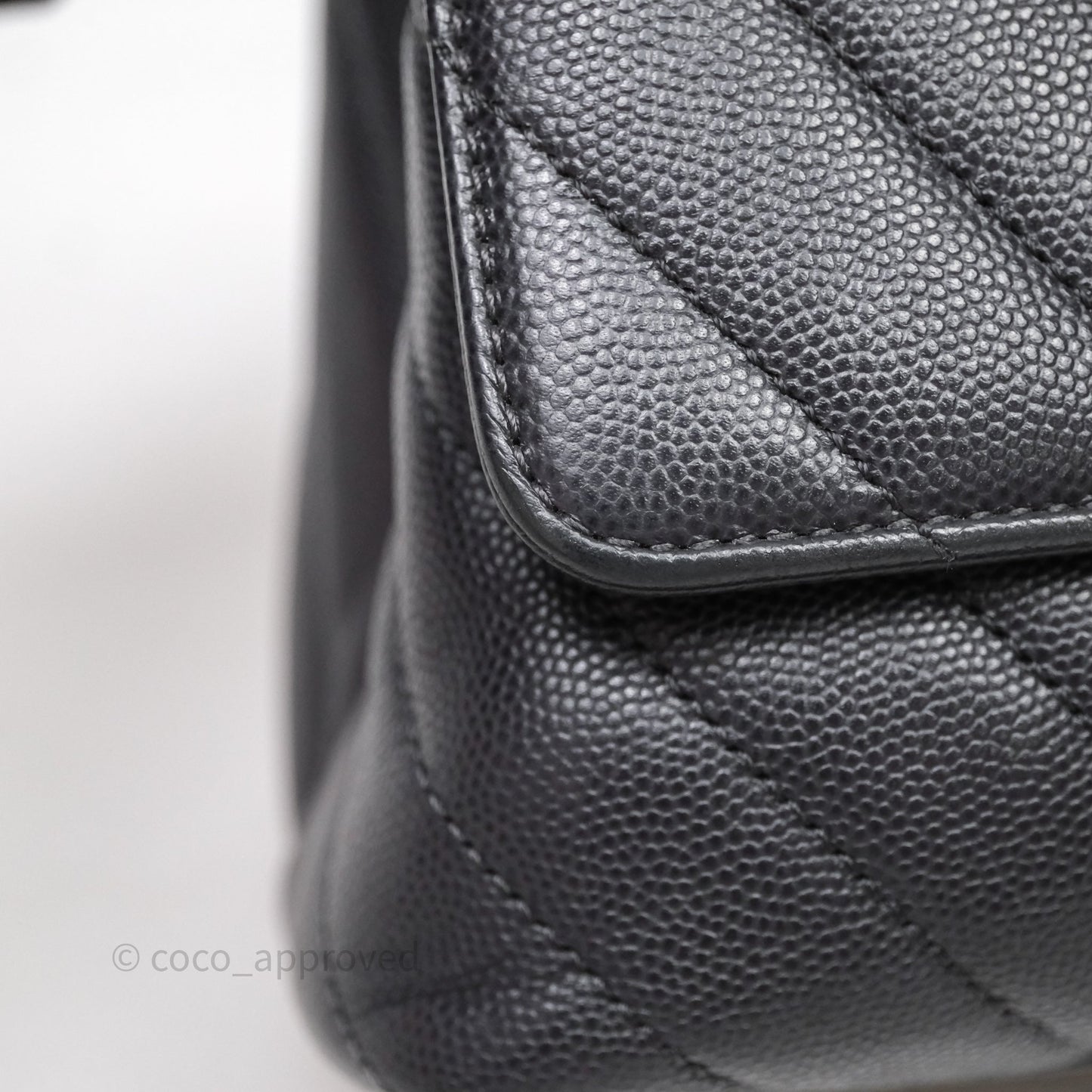 Chanel Medium Coco Handle Chevron Grey Bag Gold Hardware