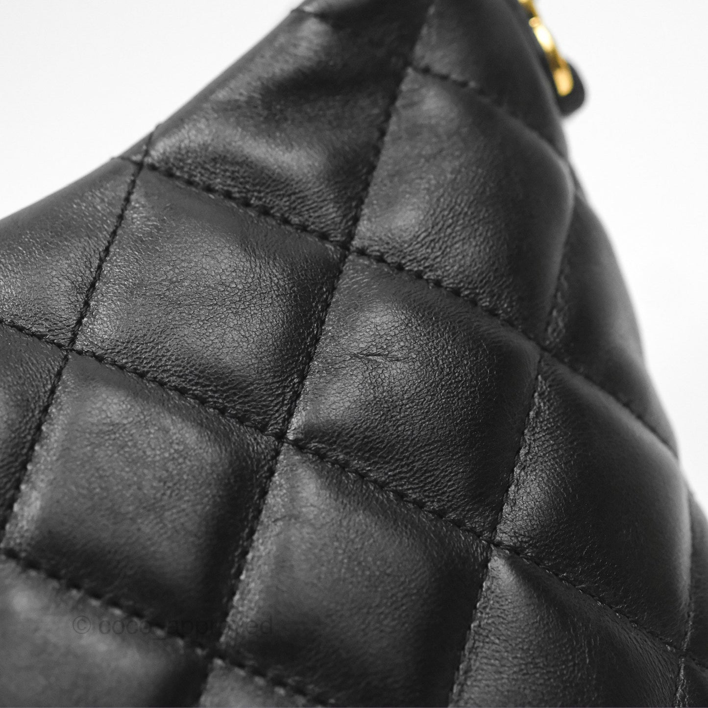 Chanel Small Hobo Bag CC Chain Black Calfskin Aged Gold Hardware 22K