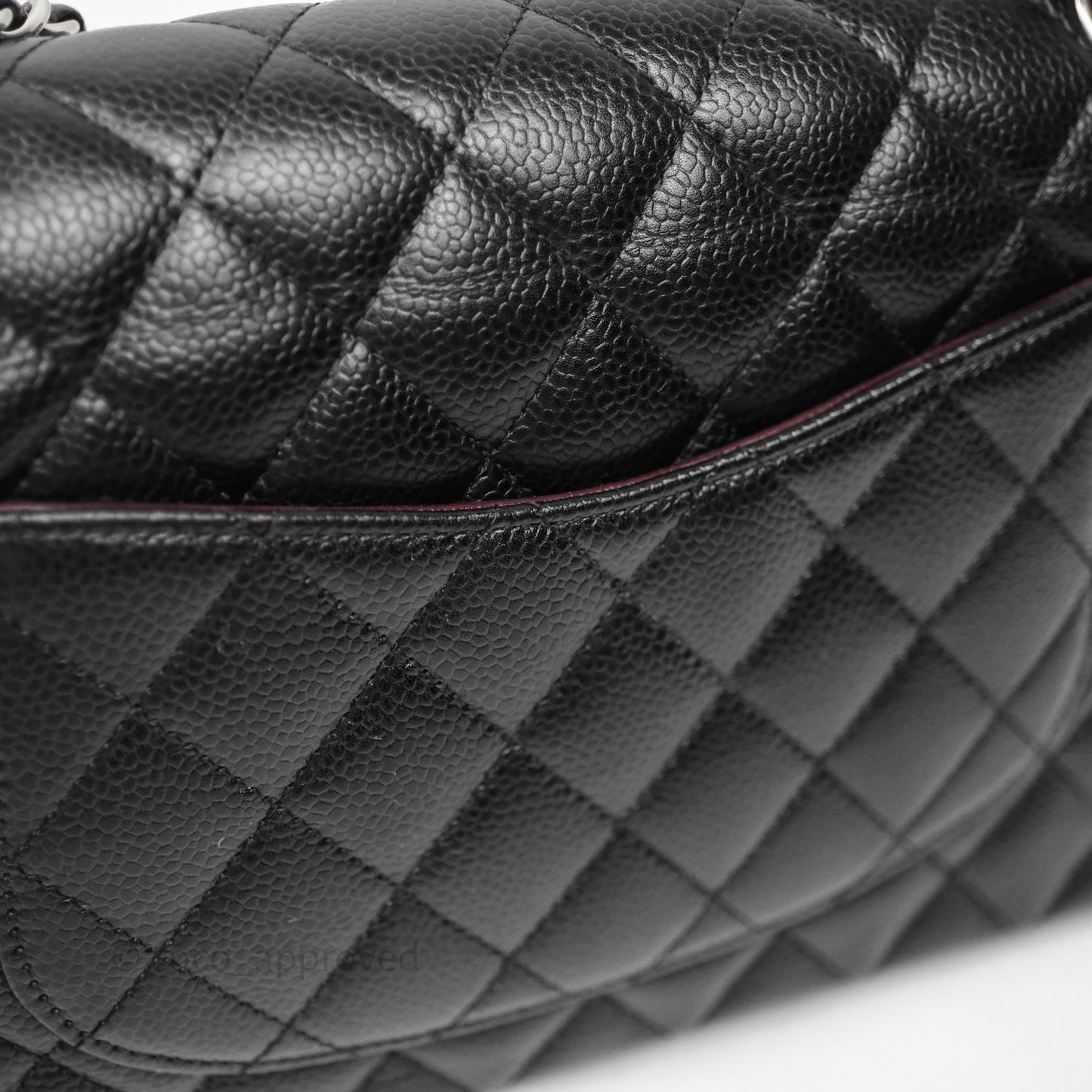 Chanel Classic M/L Medium Flap Quilted Black Caviar Silver Hardware