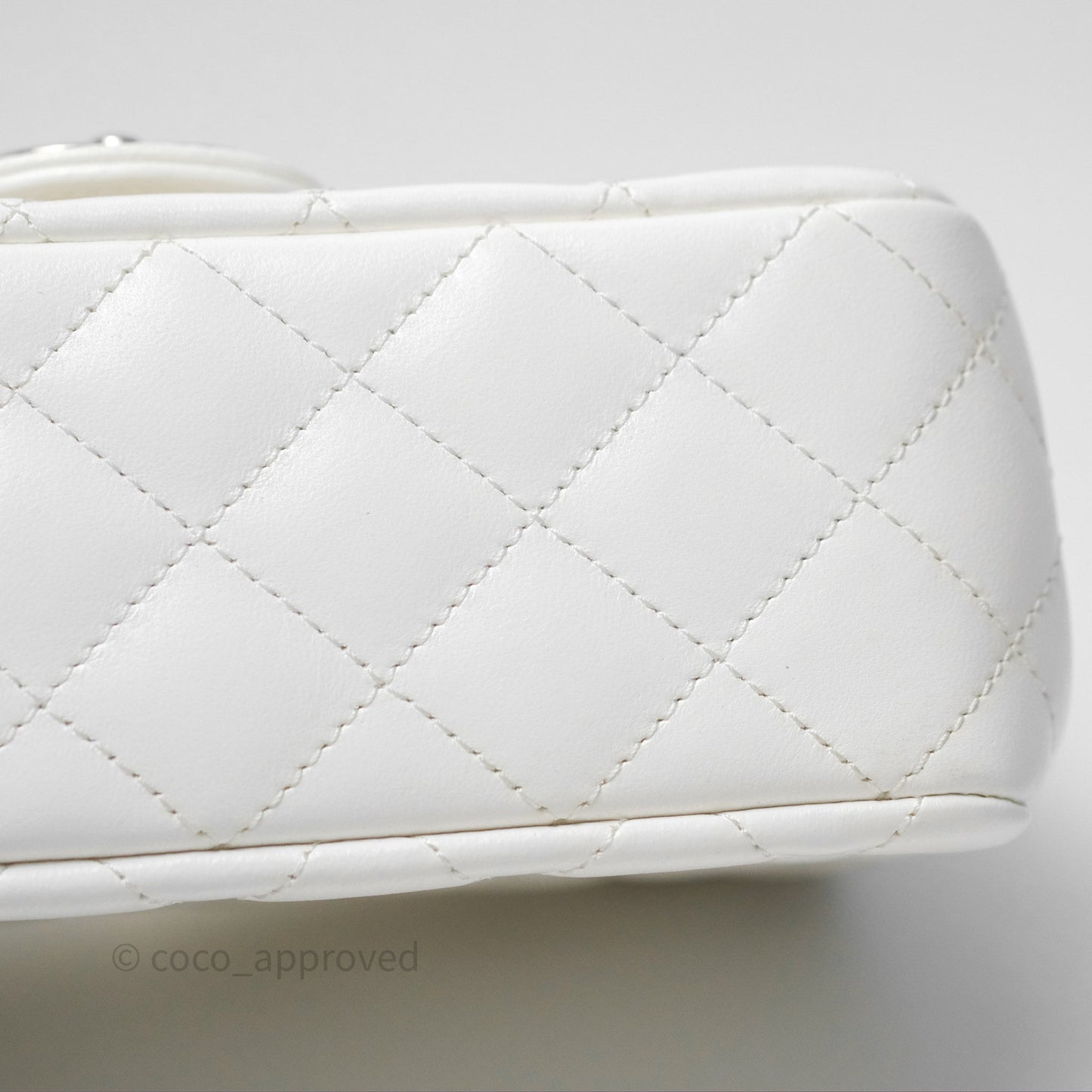 Chanel Crystals Top Handle Mini Rectangular Flap Bag White Lambskin Gold Hardware