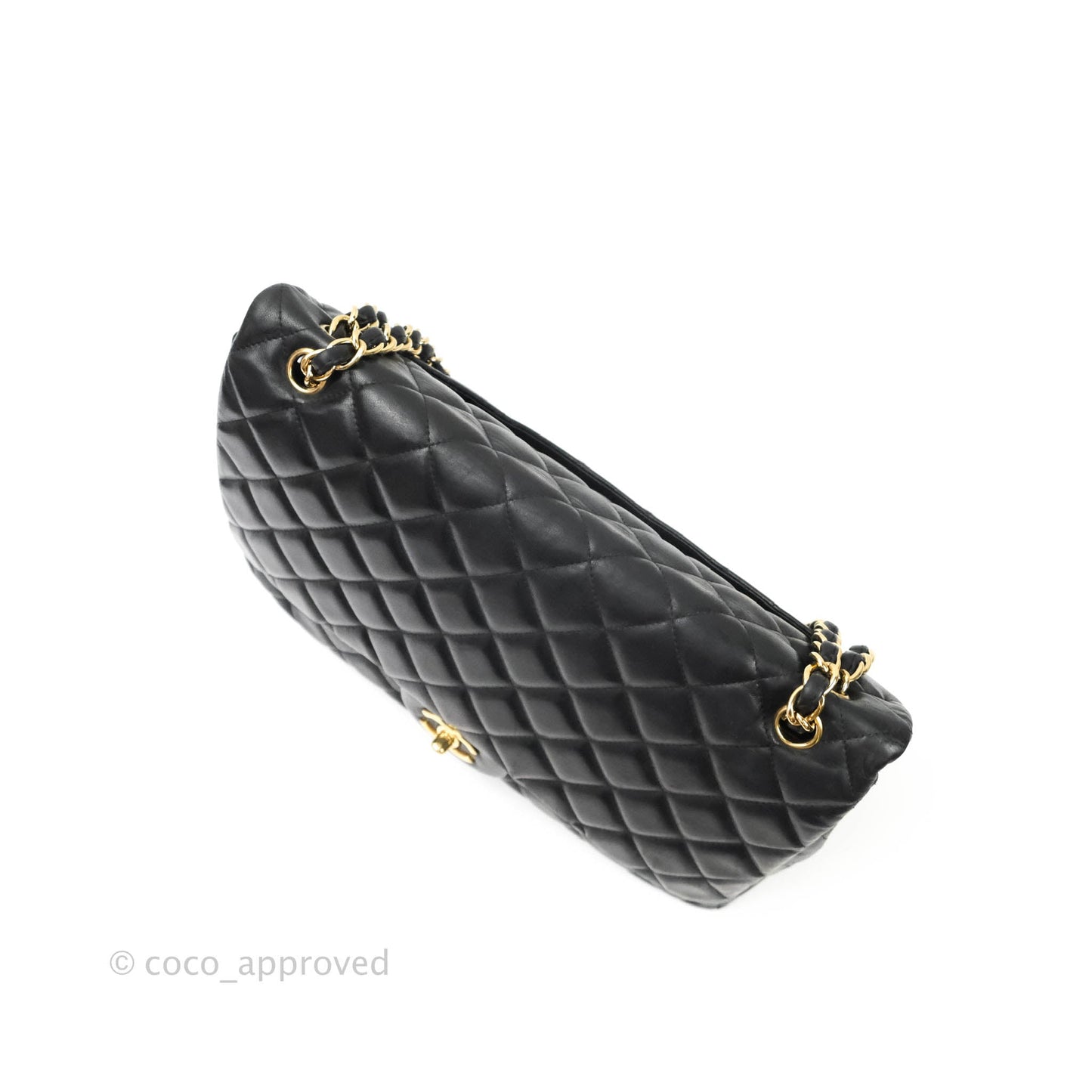 Chanel Single Flap Maxi Lambskin Black Gold Hardware