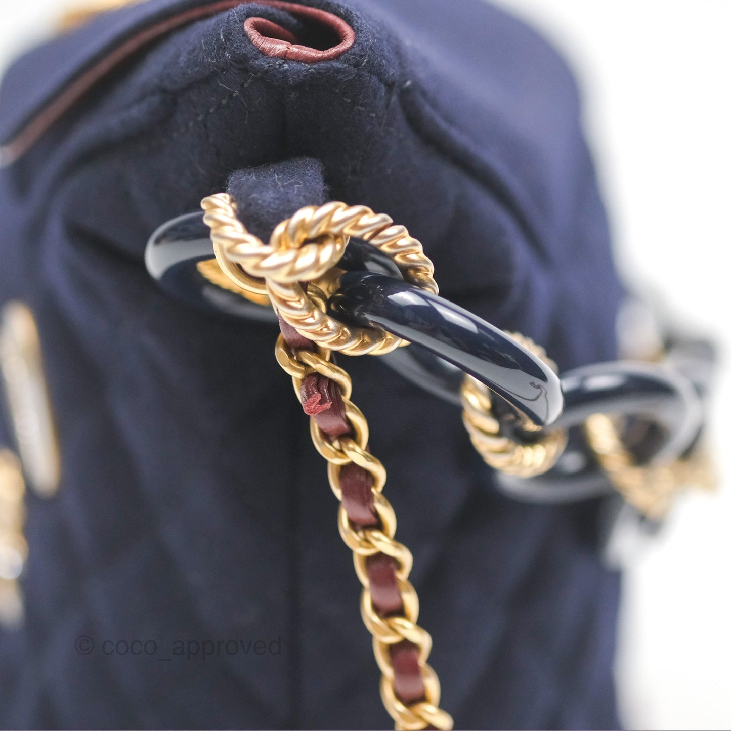 Chanel Paris Hamburg Charms Bucket Bag Navy Wool Lambskin