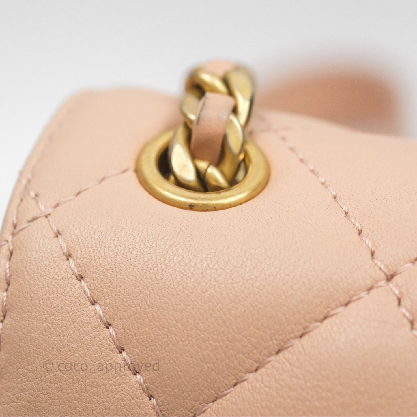 Chanel Messenger Bag Beige Pink Calfskin Aged Gold Hardware