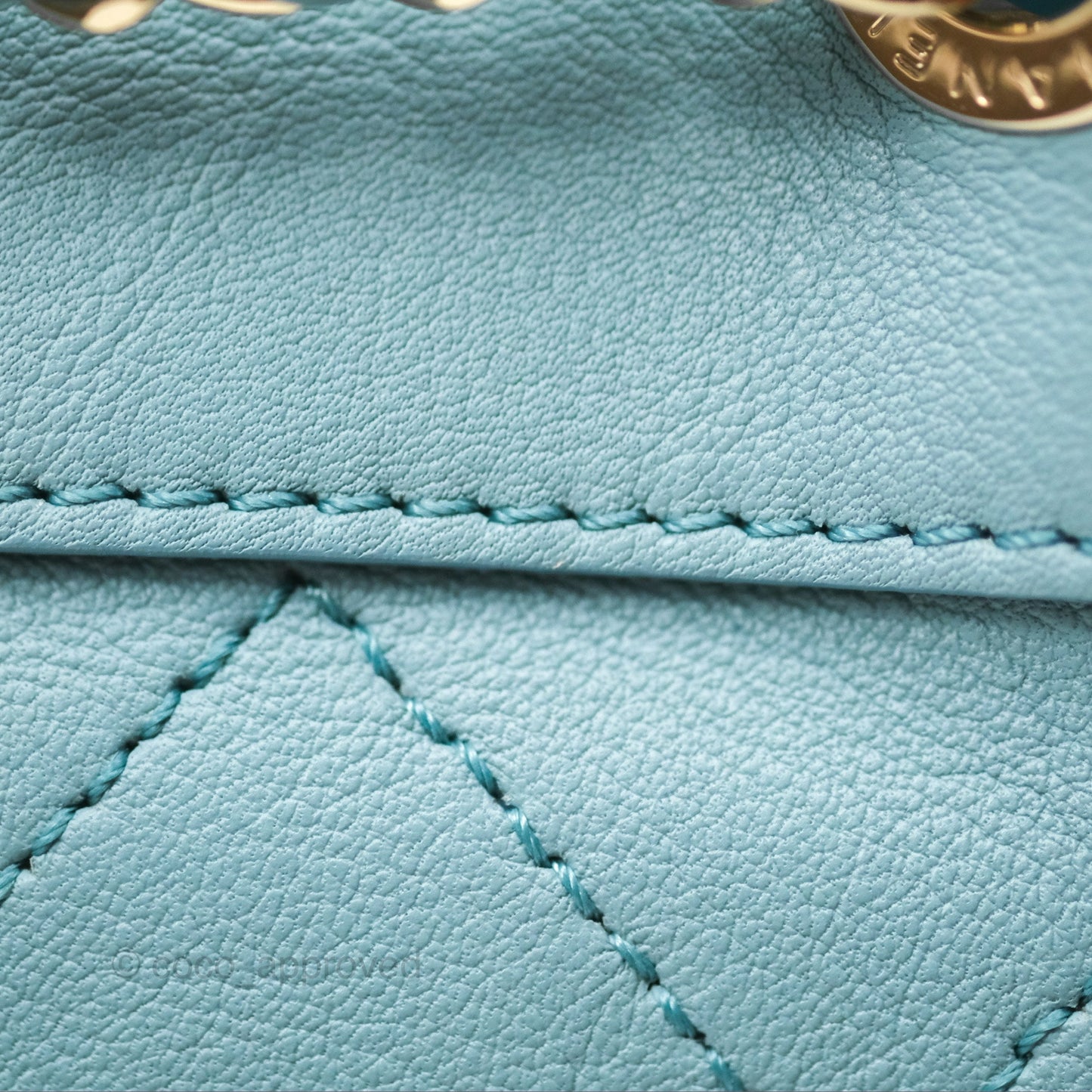 Chanel Small Drawstring Bucket Bag Blue Calfskin Gold Hardware
