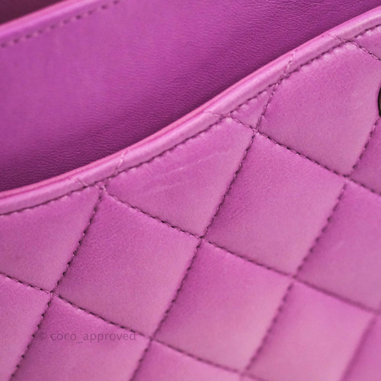 Chanel Classic M/L Medium Double Flap Purple Lambskin Silver Hardware