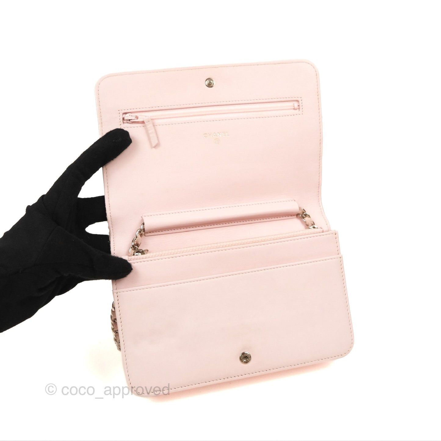 Chanel Deauville Wallet On Chain WOC Pink Canvas Silver Hardware