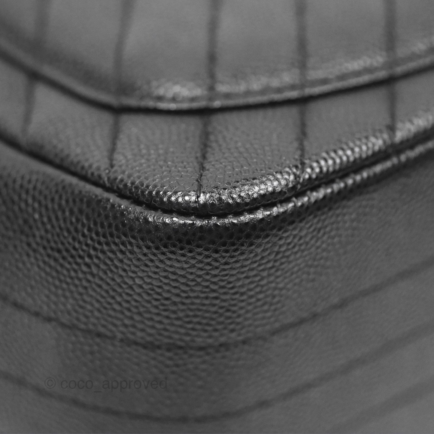 Chanel Mini Square Chevron Black Caviar Silver Hardware