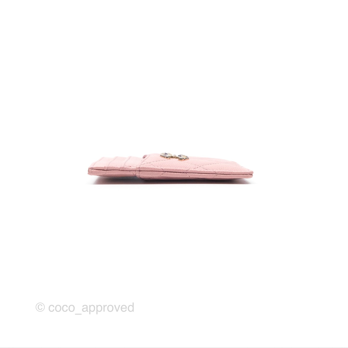Chanel CC Resin Stone Card Holder Pink Caviar 23K