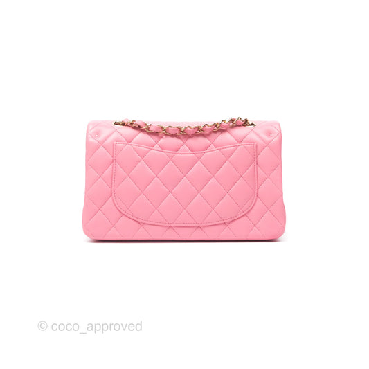Chanel Small Classic Quilted Flap Pink Lambskin Gold Hardware
