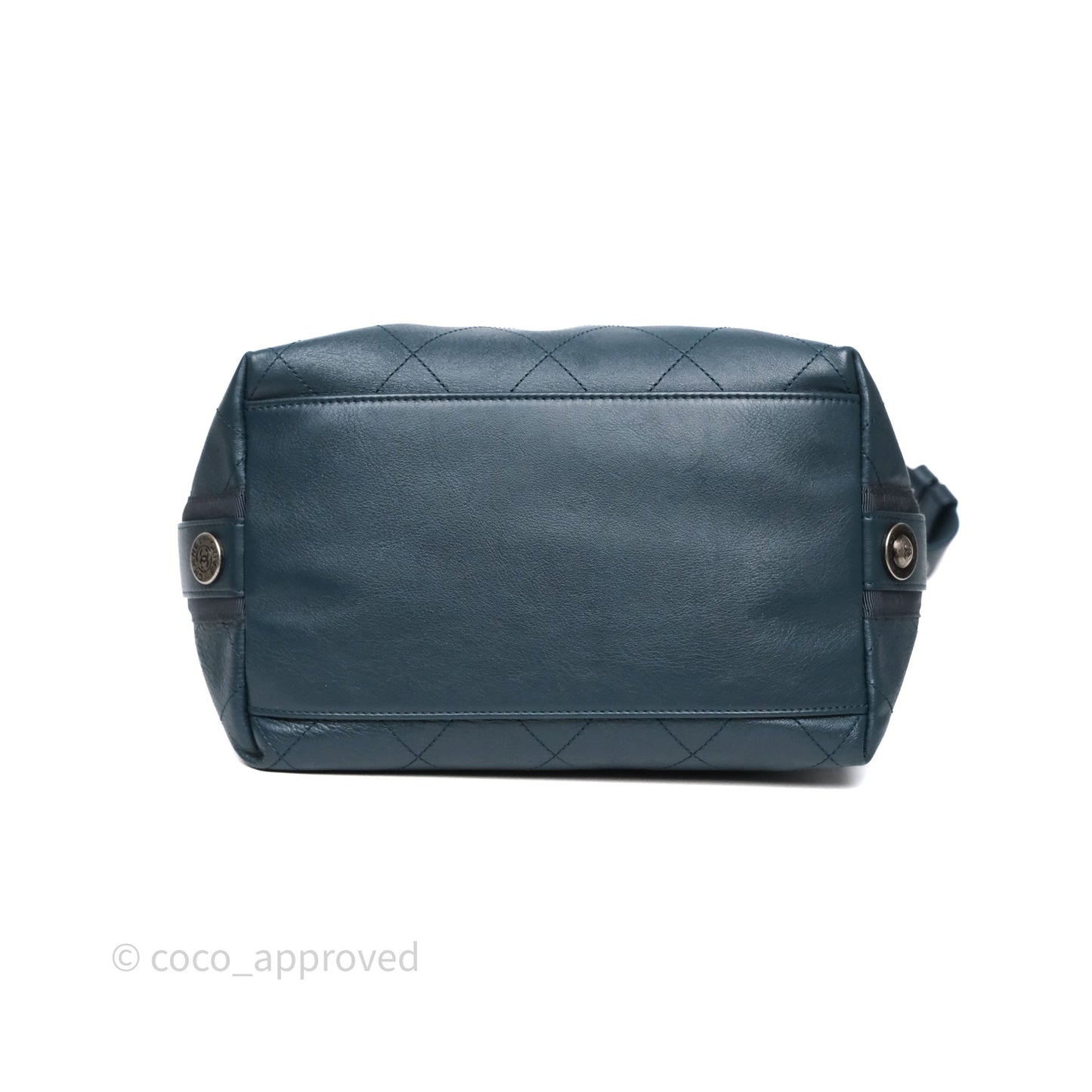 Chanel Button Up Hobo Bag Quilted Teal Calfskin Aged Gold Hardware