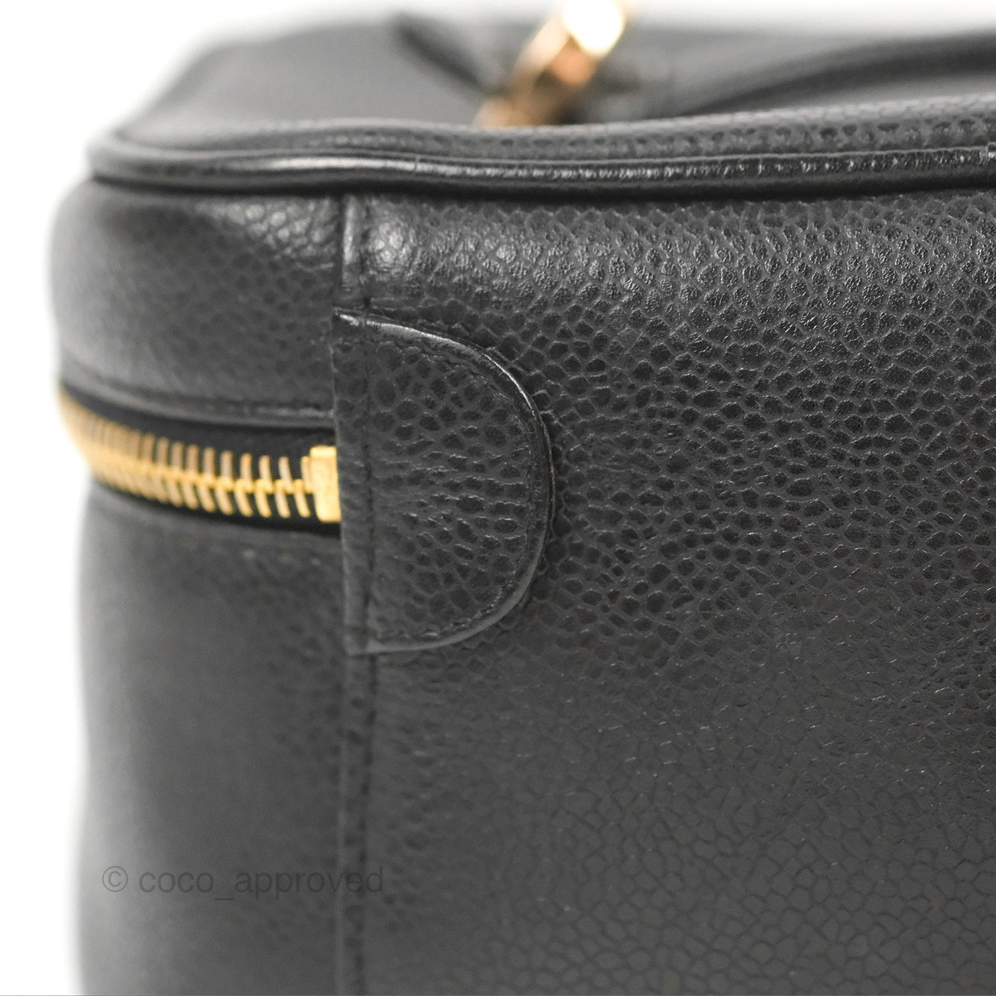 Chanel Vintage Vanity Case Black Caviar Gold Hardware