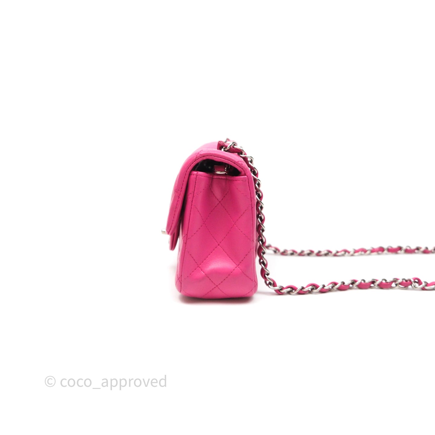 Chanel Mini Rectangular Quilted Dark Pink Lambskin Silver Hardware
