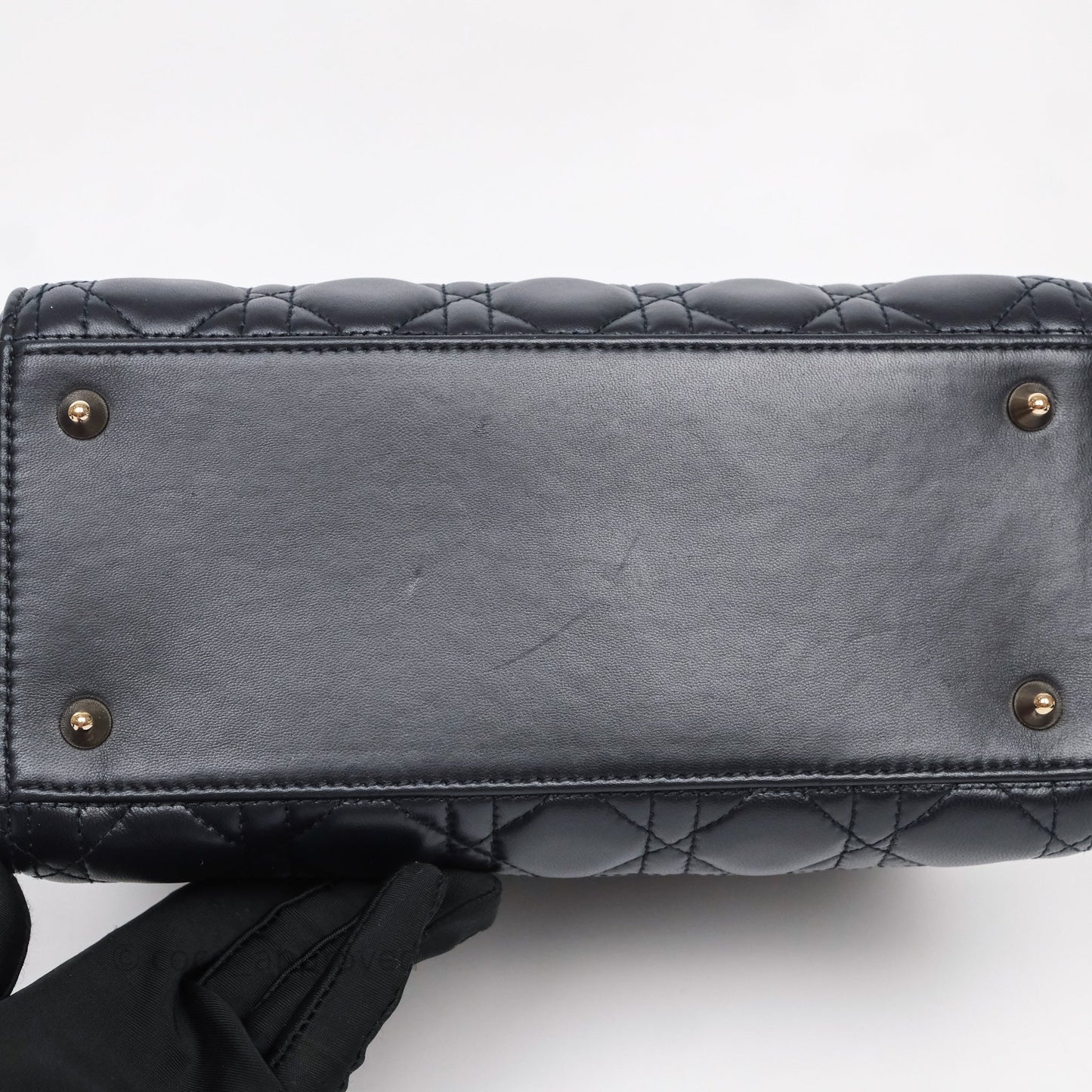 Christian Dior Medium Lady Dior Navy Lambskin Gold Hardware