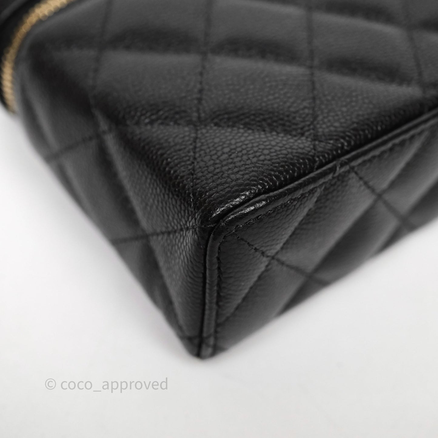 Chanel Top Handle Long Vanity with Chain Black Caviar Gold Hardware